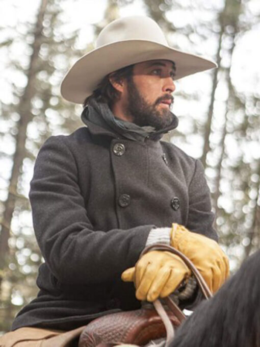 Ryan Bingham Yellowstone Walker Grey Wool Peacoat