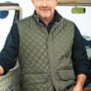 Kevin Costner Green Quilted Vest Yellowstone