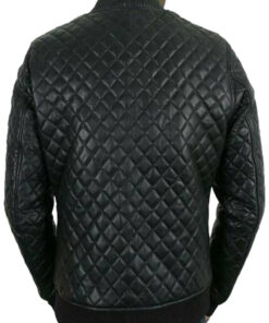 Bomber Black Quilted Leather Jacket