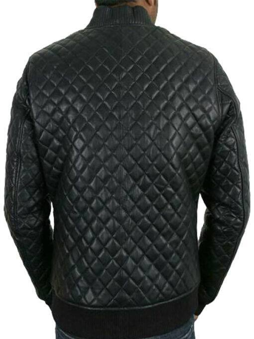 Bomber Black Quilted Leather Jacket