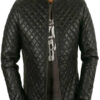 Black Bomber Quilted Leather Jacket