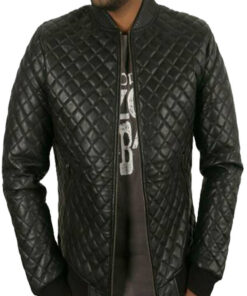 Black Bomber Quilted Leather Jacket