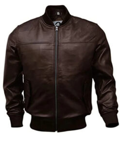 Mens Brown Leather Bomber Jacket