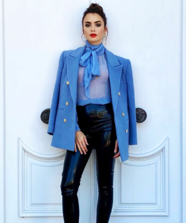 Emily in Paris Blue Wool Coat