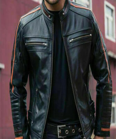 Black Motorcycle leather Jacket