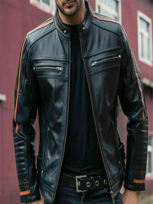 Black Motorcycle leather Jacket