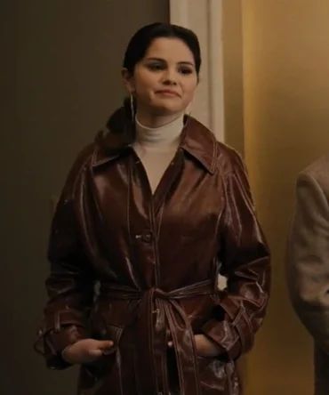 Only Murders In The Building Selena Gomez Leather Long Coat