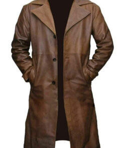 Brown Leather Batman Justice League Trench Coat