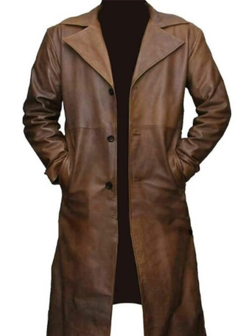 Brown Leather Batman Justice League Trench Coat