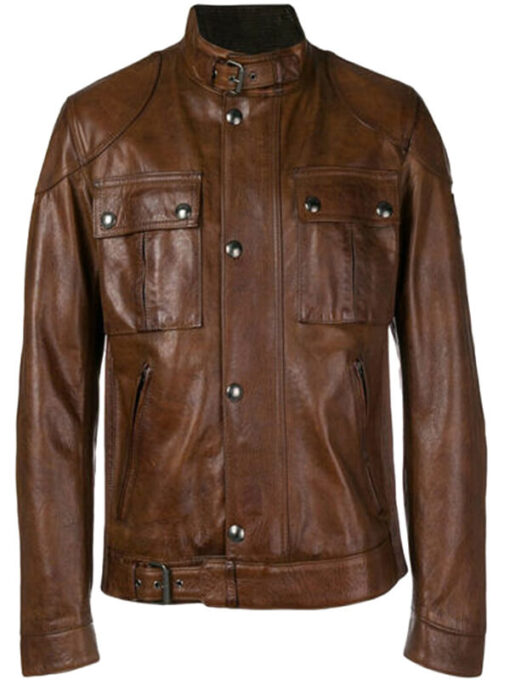 Brown Biker Leather Jacket