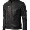 Men Classic Biker Black Leather Jacket