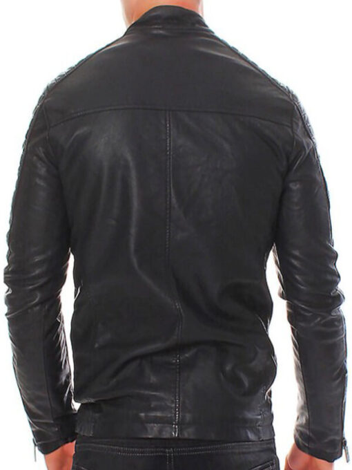 Café Racer Black Leather Jacket