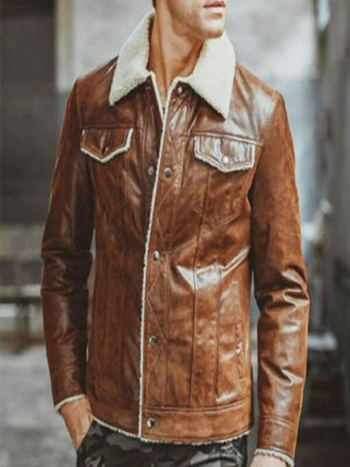 Mens Brown Shearling Jacket