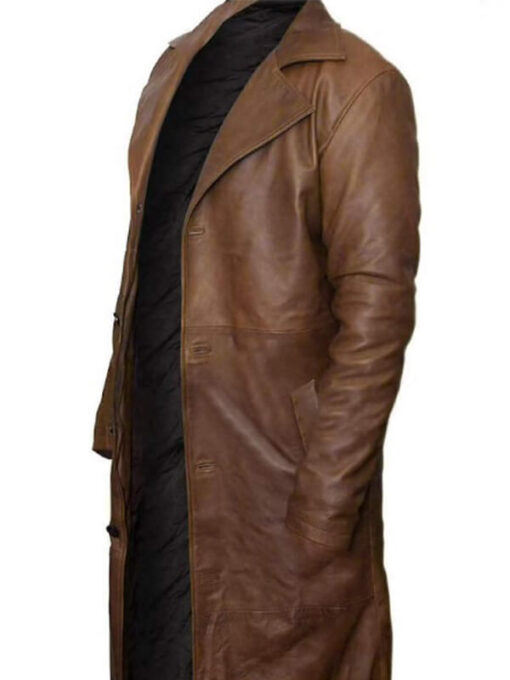 Leather Brown Trench Coat for Men