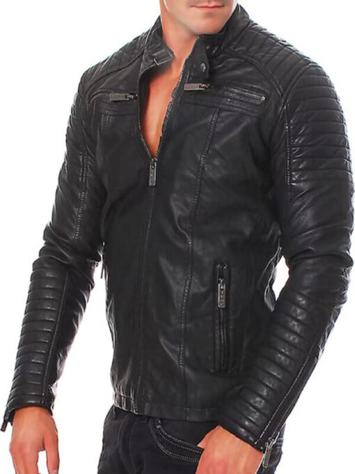 Black Café Racer Leather Jacket