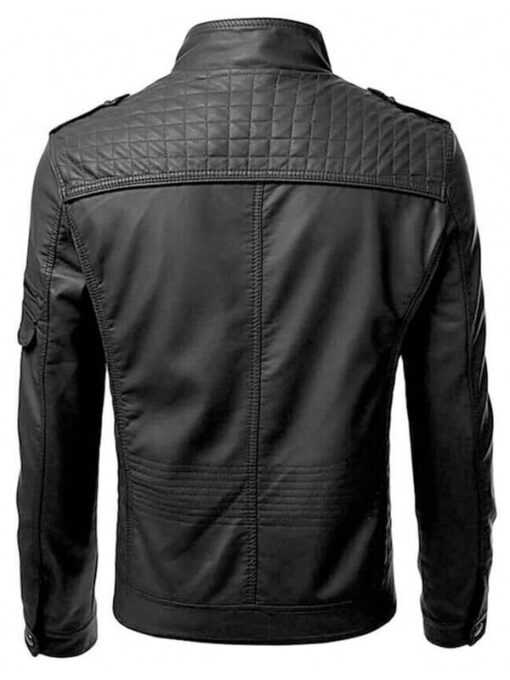 Black Biker Quilted Leather Jacket