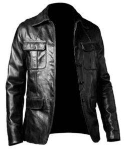 Black Men's Leather Coat