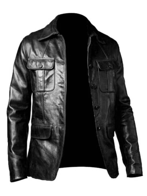 Black Men's Leather Coat