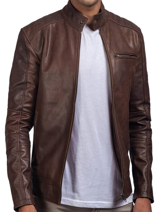 Dean Brown Leather Biker Jacket