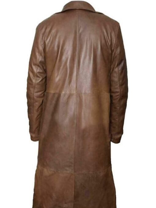 Brown Leather Trench Coat for Men