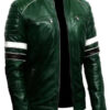 Green Biker Leather Jacket