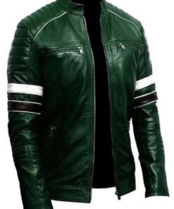 Green Biker Leather Jacket