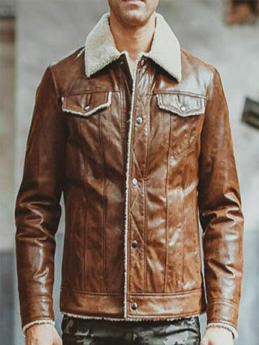 Distressed Biker Leather Jacket