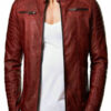 Red Café Racer Genuine Leather Jacket