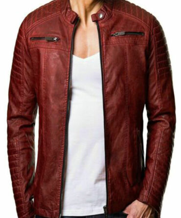 Red Café Racer Genuine Leather Jacket