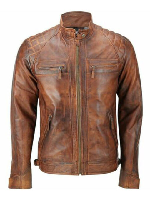 Vintage Distressed Biker Leather Jacket