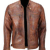 Vintage Distressed Brown Leather Jacket