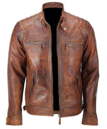 Vintage Distressed Brown Leather Jacket