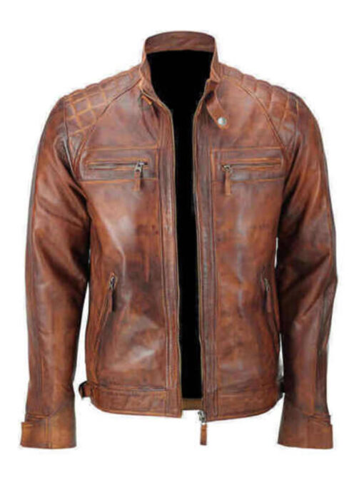 Vintage Distressed Brown Leather Jacket