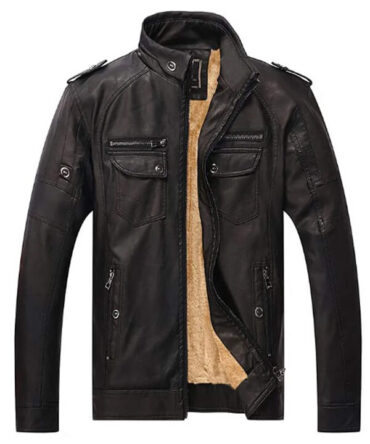 Thick Warm Leather Biker Jacket