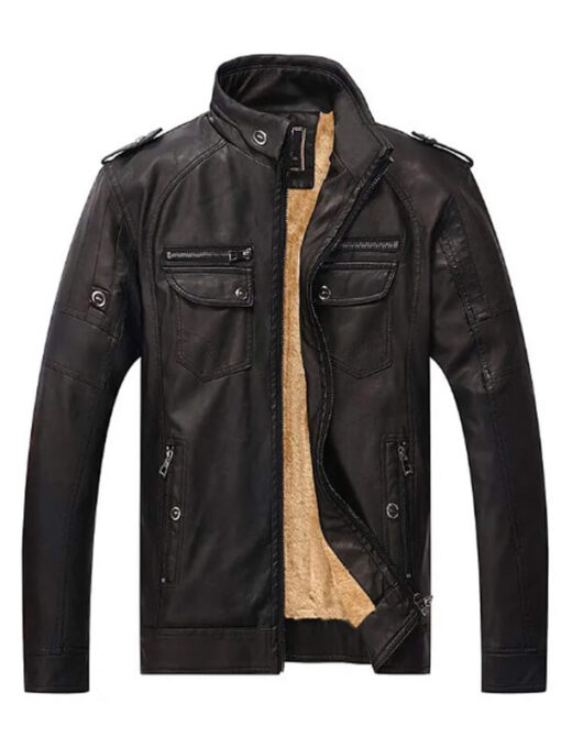 Thick Warm Leather Biker Jacket