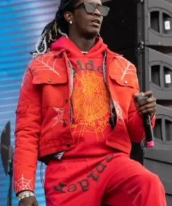 Young Thug Spider Red Denim Jacket