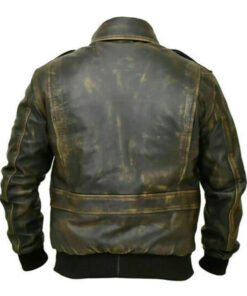 Aviator Cockpit Pilot A2 Distressed Brown Bomber Leather Jacket for Men - Military bomber Jacket for Men