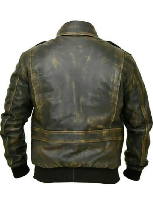 Aviator Cockpit Pilot A2 Distressed Brown Bomber Leather Jacket for Men - Military bomber Jacket for Men