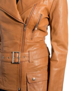 Womens Classic Leather Biker Jacket Genuine Goat Skin