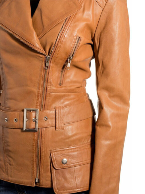 Womens Classic Leather Biker Jacket Genuine Goat Skin