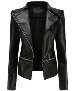 Black Fashion Slim Fit Cool Sleeve Zippers Jacket