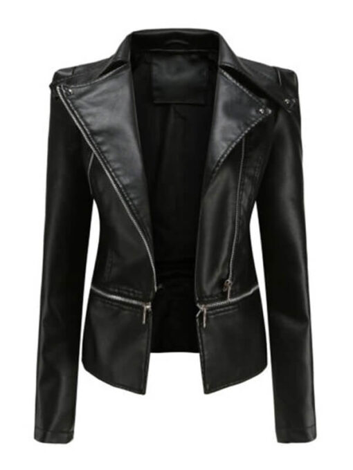 Black Fashion Slim Fit Cool Sleeve Zippers Jacket