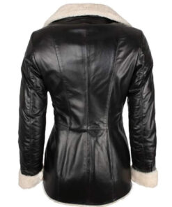 Women's Black Fur Coat Leather