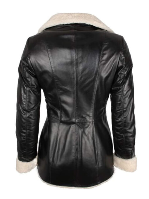 Women's Black Fur Coat Leather