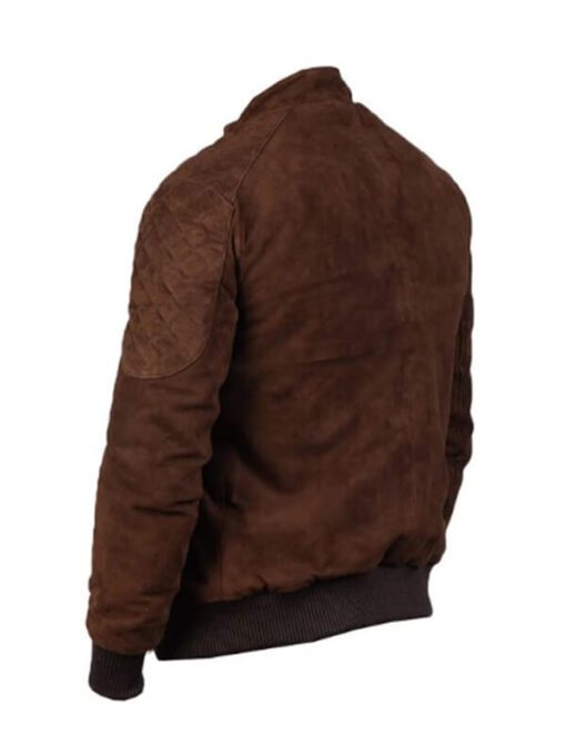 Brown Leather Bomber Suede Jacket