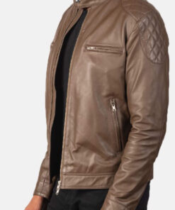 Men's Brown Genuine Leather Biker Jacket