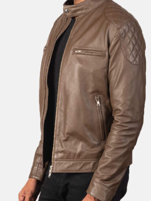 Men's Brown Genuine Leather Biker Jacket