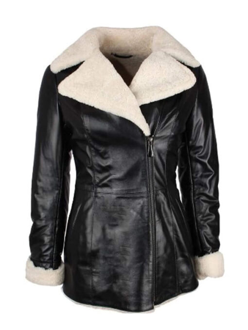 Black Leather Faux Fur Jacket