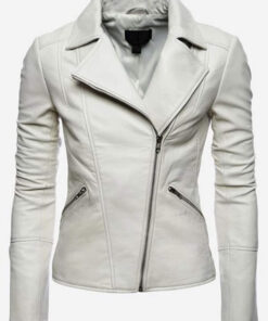 White Leather Motorcycle Biker Jacket