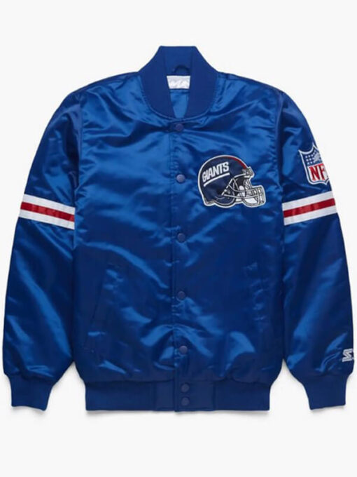 New York Giants Blue Satin Varsity Jacket